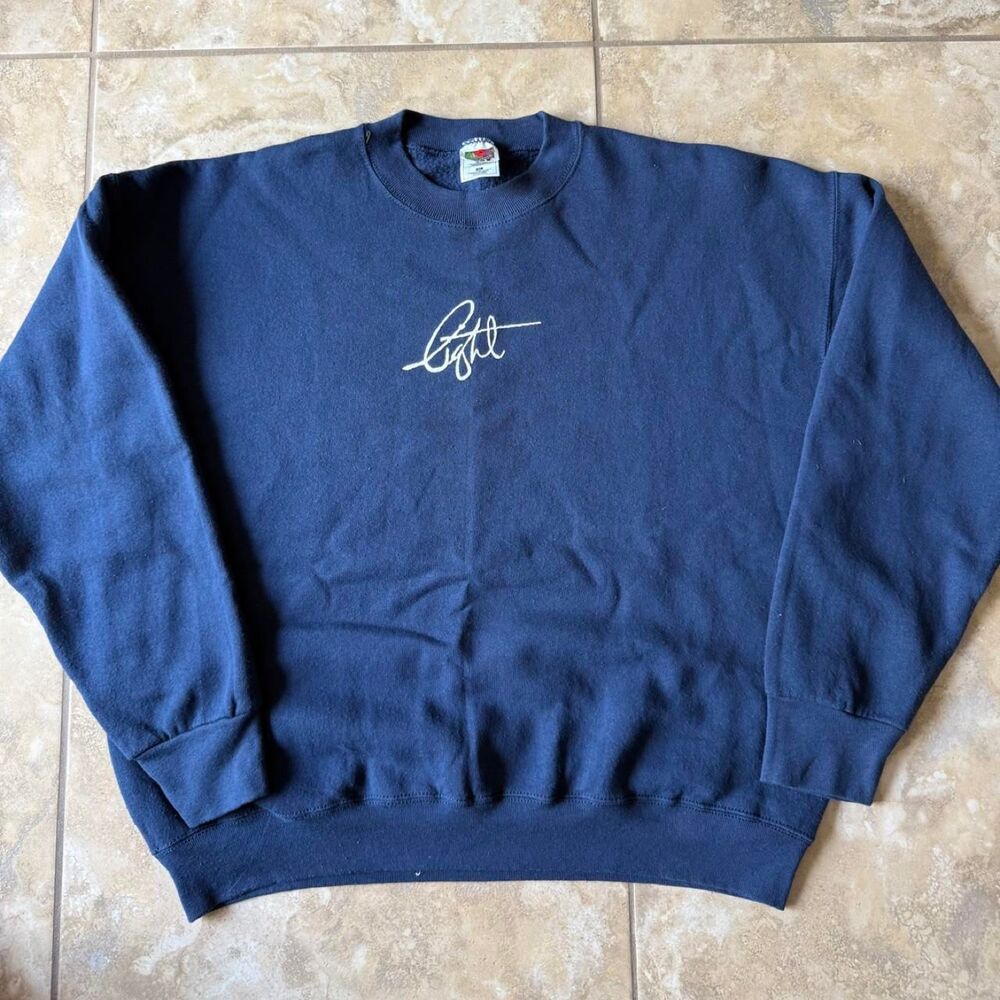 Vintage 1990s John 1:5 Christian Graphic Crewneck Sweatshirt Navy Blue XL